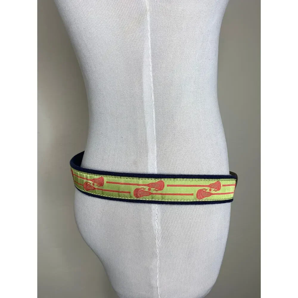 The Belted Cow Lacrosse Canvas Leather Belt 34-35 Preppy
